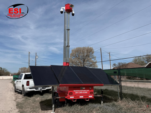 Mobile security trailers with cameras and lighting used to prevent crime and monitor jobsite