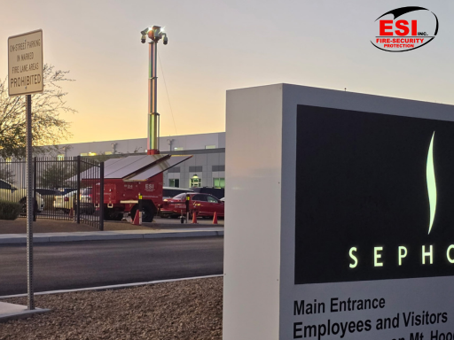 parking lot security using an ESI mobile security trailer at a commercial property