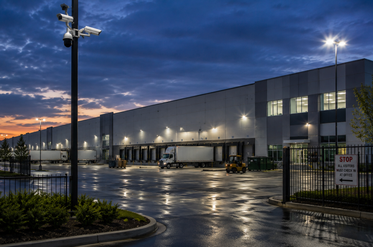 manufacturing facility security cameras protecting an industrial facility