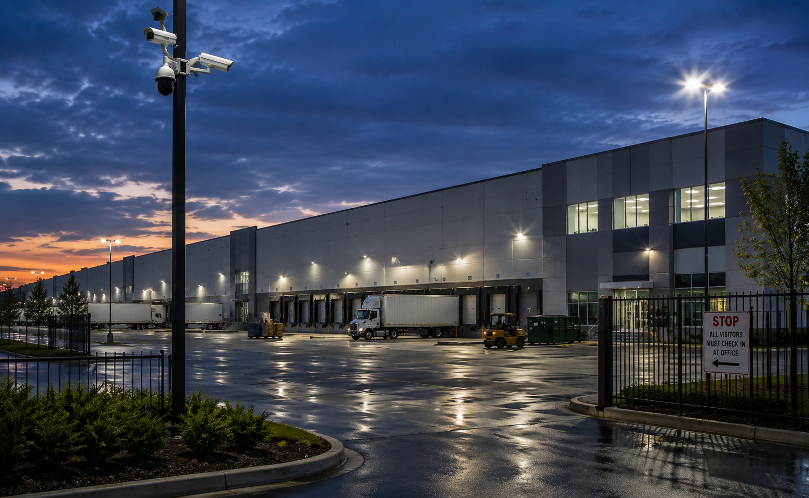 manufacturing facility security cameras protecting an industrial facility
